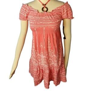 ALMOST FAMOUS Coral Off Shoulder Casual Summer Dress NEW Large